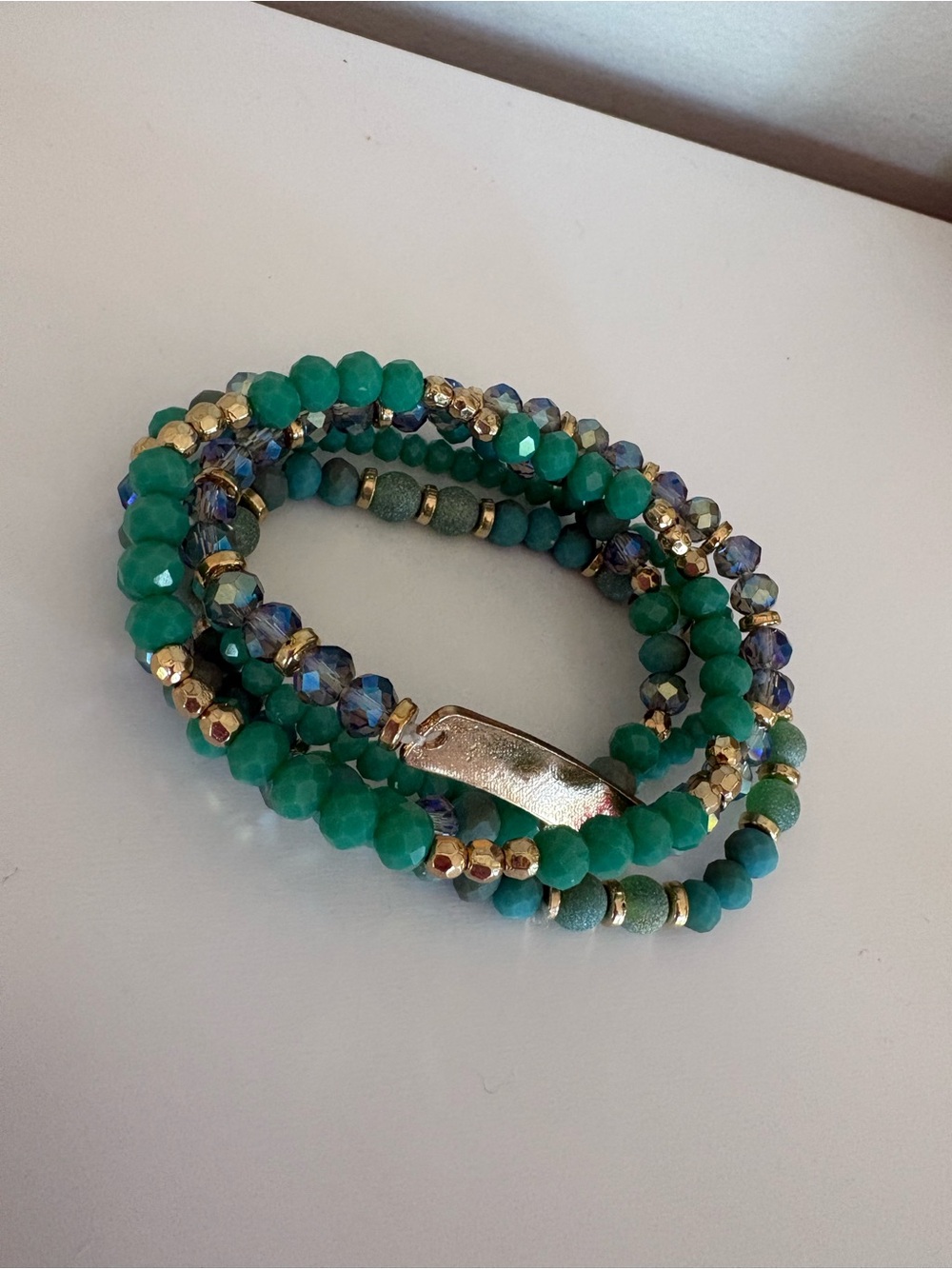 *New* Gold & Green Beaded Wrap Bracelet - Women Jewelry